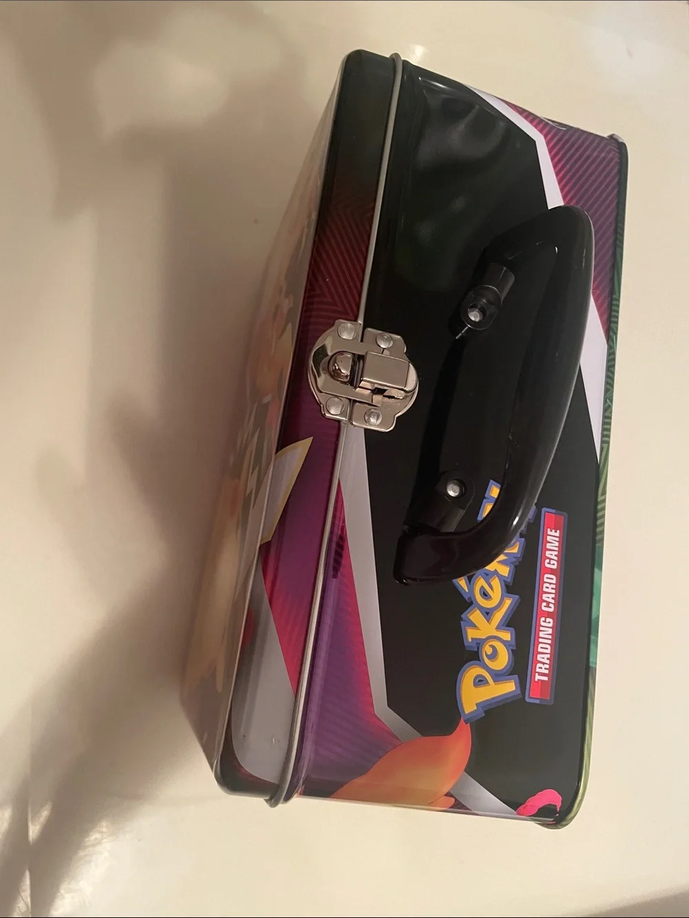 Pikachu & Charizard Small tin gaming card holder or lunch box